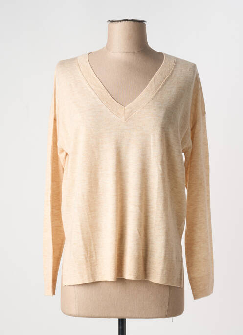 Pull col v manches longues beige LA PETITE ETOILE femme