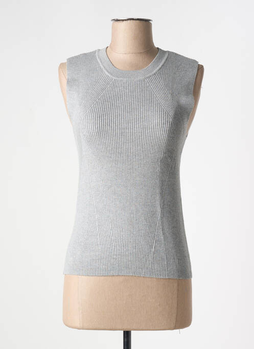 Pull coupe cintrée sans manche gris B.YOUNG femme