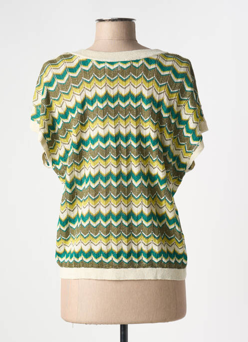 Pull coupe cintrée manches courtes vert VILA femme