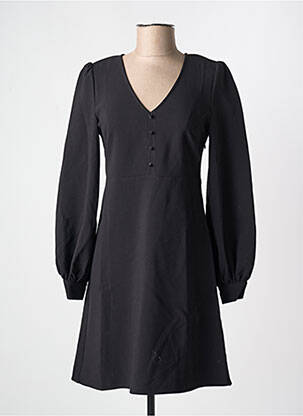 Robe mi-longue manches longues manches longues noir ICHI femme