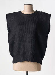Pull coupe cintrée manches courtes noir ICHI femme