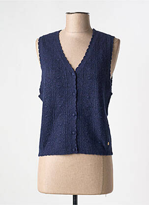 Gilet sans manche maille tricot bleu LA PETITE ETOILE femme