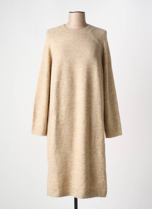 Robe mi-longue manches longues manches longues beige B.YOUNG femme
