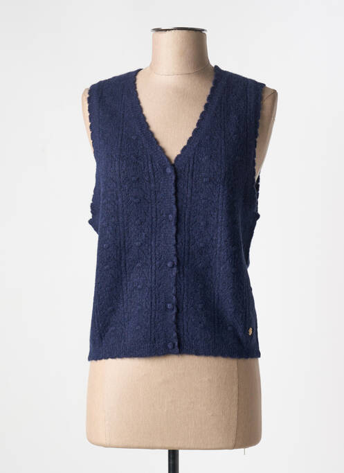 Gilet sans manche maille tricot bleu LA PETITE ETOILE femme
