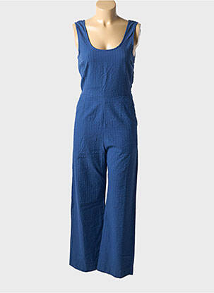 Combi-pantalon tissage crêpe sans manche bleu THINKING MU femme