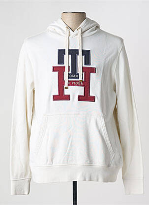 Sweat-shirt à capuche broderie manches longues blanc TOMMY HILFIGER homme