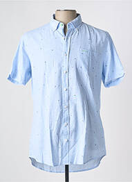 Chemise manches courtes coupe cintrée bleu NEW ZEALAND AUCKLAND homme