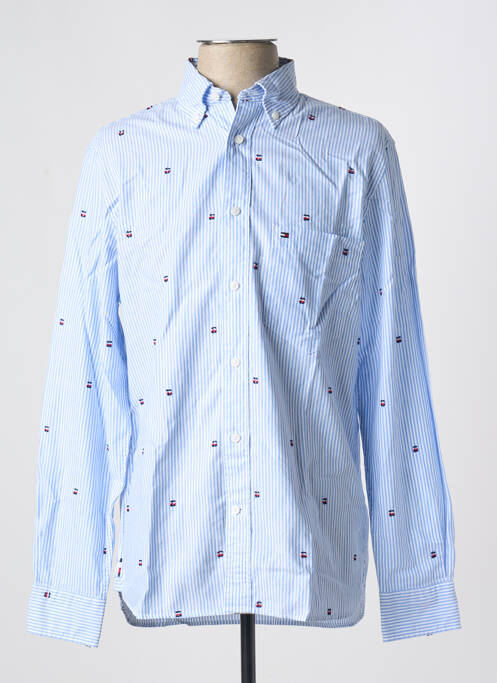 Chemise manches longues imprimé rayures bleu TOMMY HILFIGER homme