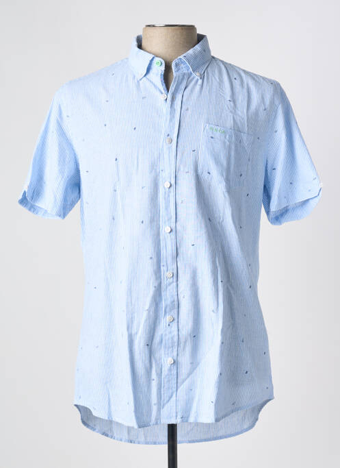 Chemise manches courtes coupe cintrée bleu NEW ZEALAND AUCKLAND homme