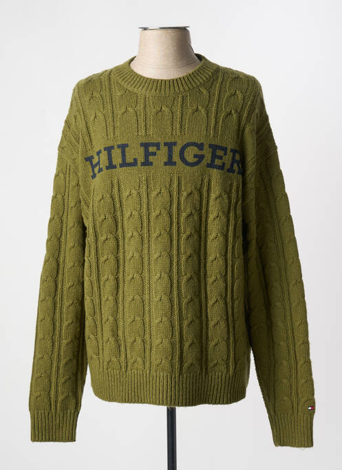 Pull col rond manches longues vert TOMMY HILFIGER homme