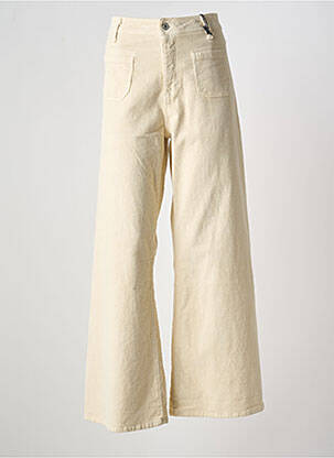 Pantalon flare stretch taille haute beige PLEASE femme