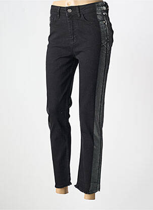 Jeans coupe slim stretch taille haute noir BSB femme
