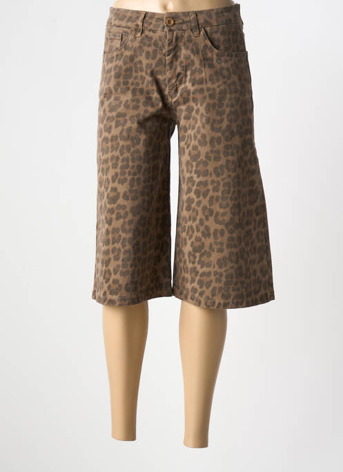 Pantacourt tissage popeline taille normale marron ANNA femme