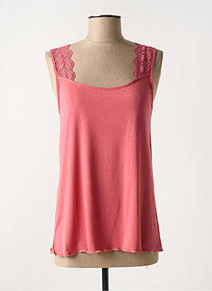 Top coupe fluide fines bretelles rose SOFTY femme