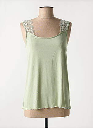 Top coupe fluide fines bretelles vert SOFTY femme