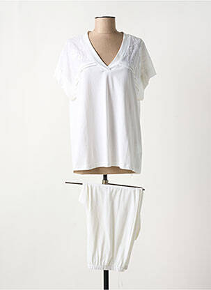 Pyjama col v blanc PLUTO femme