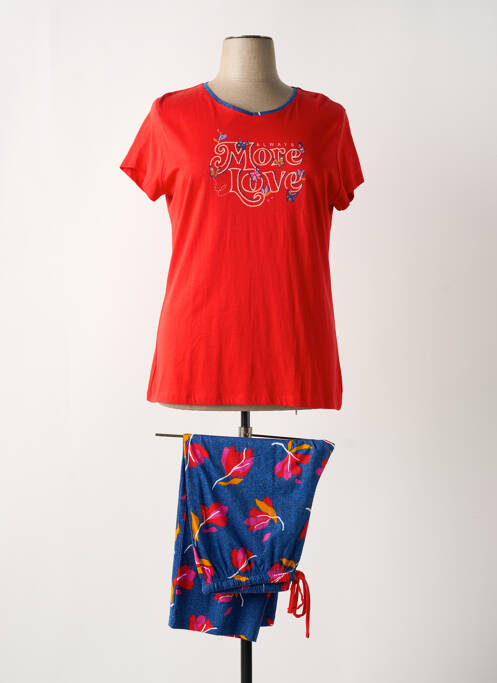 Pyjama manches courtes rouge MASSANA femme