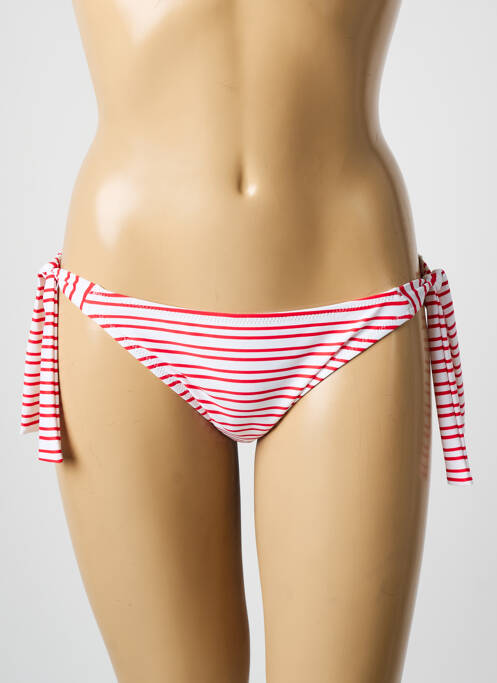Bas de maillot de bain imprimé rayures bikini rouge FREYA femme