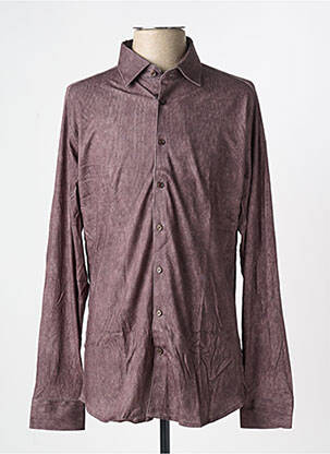 Chemise manches longues coupe droite marron DESOTO homme