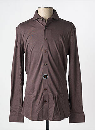 Chemise manches longues coupe cintrée marron DESOTO homme