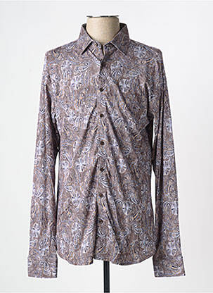 Chemise manches longues imprimé fantaisie marron DESOTO homme