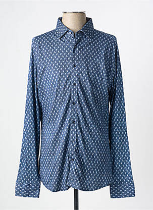 Chemise manches longues imprimé fantaisie bleu DESOTO homme
