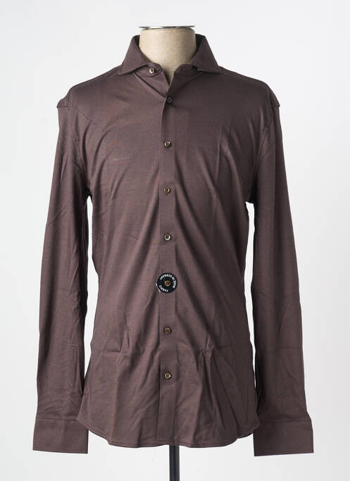 Chemise manches longues coupe cintrée marron DESOTO homme