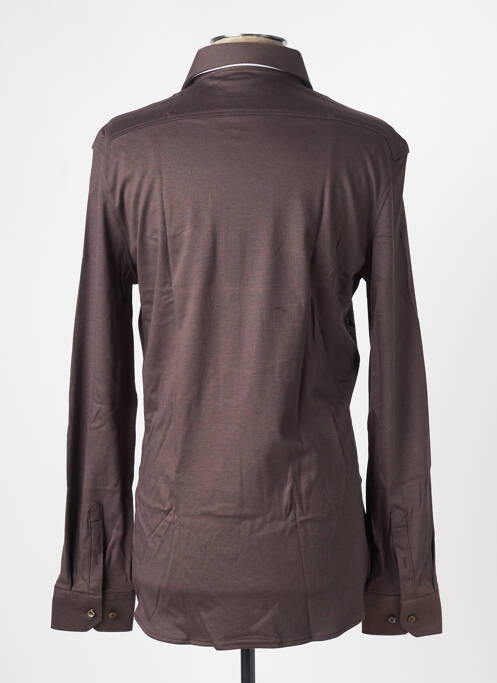 Chemise manches longues coupe cintrée marron DESOTO homme