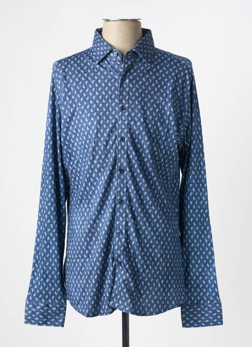 Chemise manches longues imprimé fantaisie bleu DESOTO homme