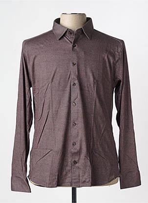 Chemise manches longues coupe cintrée marron DESOTO homme