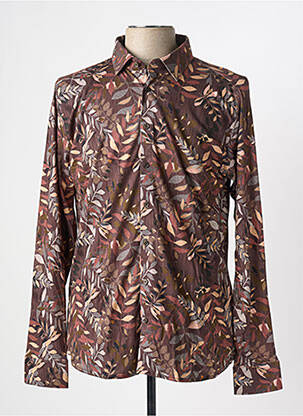 Chemise manches longues coupe cintrée marron DESOTO homme