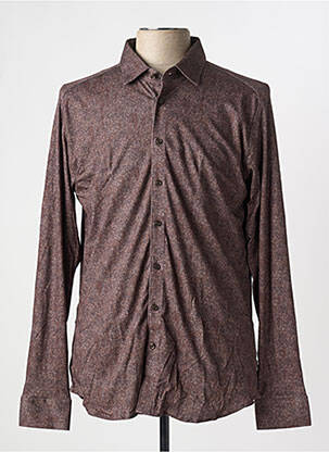 Chemise manches longues coupe cintrée marron DESOTO homme