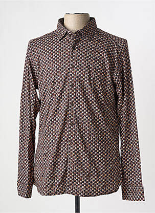 Chemise manches longues imprimé fantaisie marron DESOTO homme