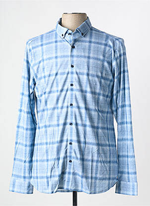 Chemise manches longues imprimé carreaux bleu DESOTO homme