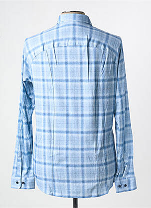 Chemise manches longues imprimé carreaux bleu DESOTO homme