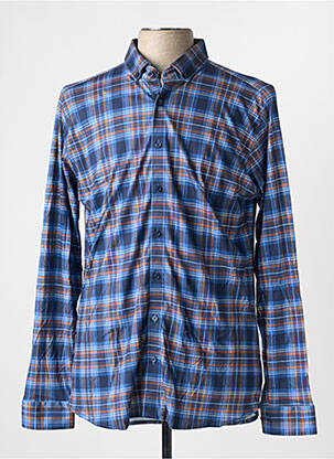 Chemise manches longues imprimé écossais bleu DESOTO homme