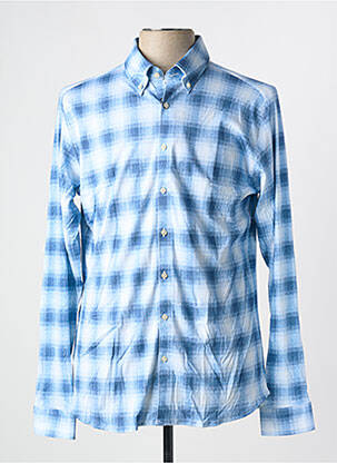 Chemise manches longues imprimé carreaux bleu DESOTO homme