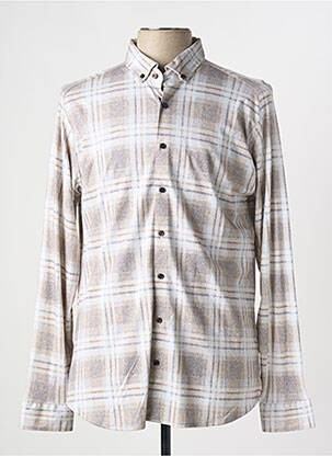 Chemise manches longues imprimé carreaux beige DESOTO homme