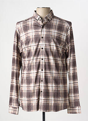 Chemise manches longues imprimé carreaux marron DESOTO homme