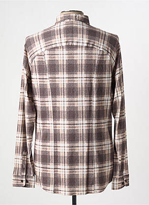 Chemise manches longues imprimé carreaux marron DESOTO homme