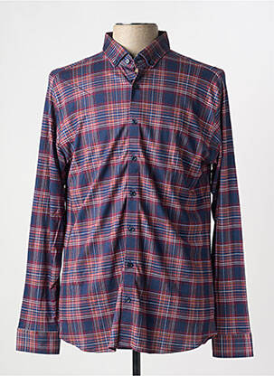 Chemise manches longues imprimé écossais bleu DESOTO homme