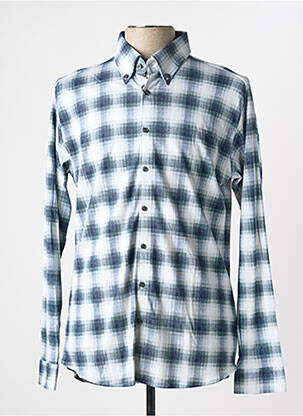 Chemise manches longues imprimé carreaux bleu DESOTO homme