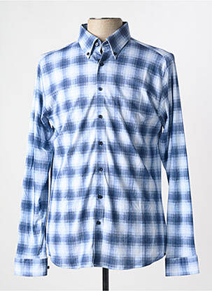 Chemise manches longues imprimé carreaux bleu DESOTO homme