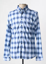 Chemise manches longues imprimé carreaux bleu DESOTO homme