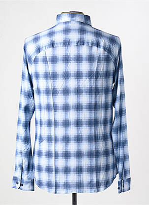 Chemise manches longues imprimé carreaux bleu DESOTO homme