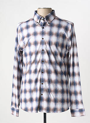 Chemise manches longues imprimé carreaux beige DESOTO homme