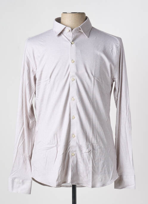 Chemise manches longues coupe cintrée beige DESOTO homme