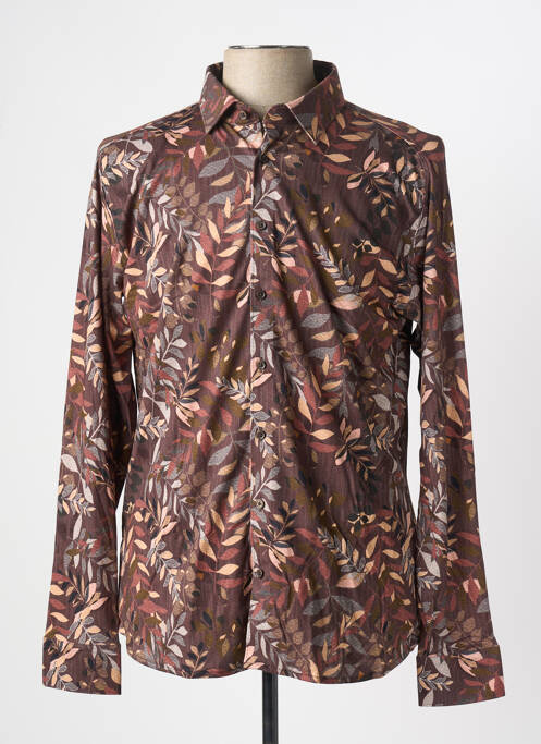 Chemise manches longues coupe cintrée marron DESOTO homme