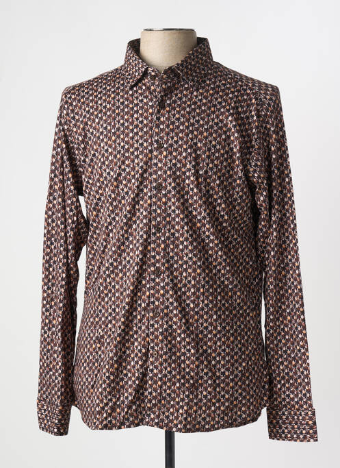 Chemise manches longues imprimé fantaisie marron DESOTO homme