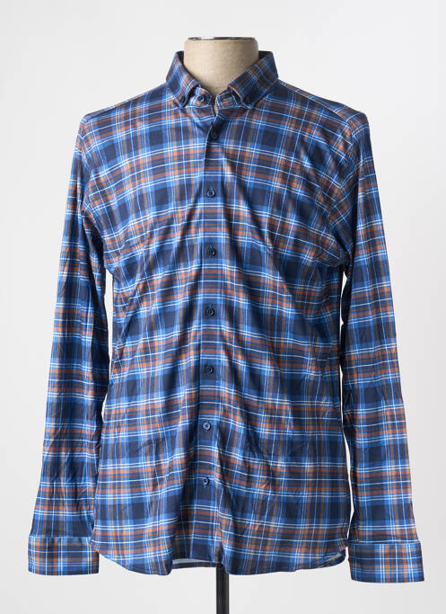 Chemise manches longues imprimé écossais bleu DESOTO homme